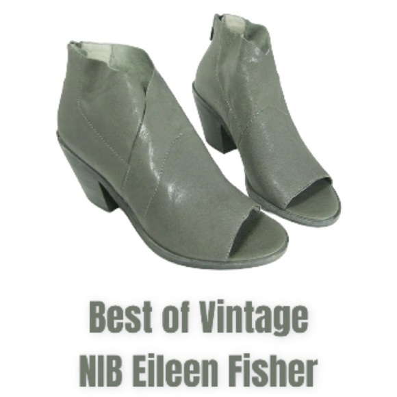 Eileen Fisher Ink Ankle Booties 7 VINTAGE Gray Pebbled Leather Zip Back NIB - Picture 14 of 16